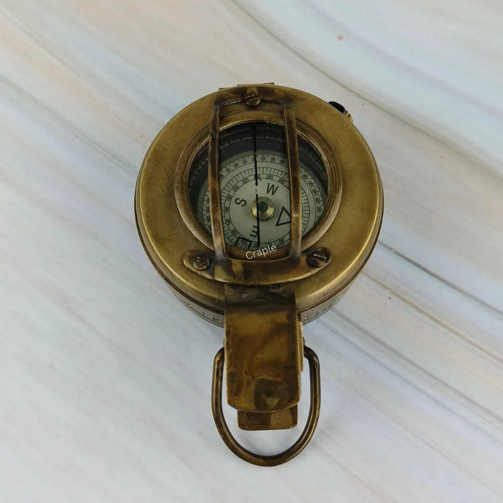 Solid Brass WWII Military Compass Pocket Compass Gift, Brass